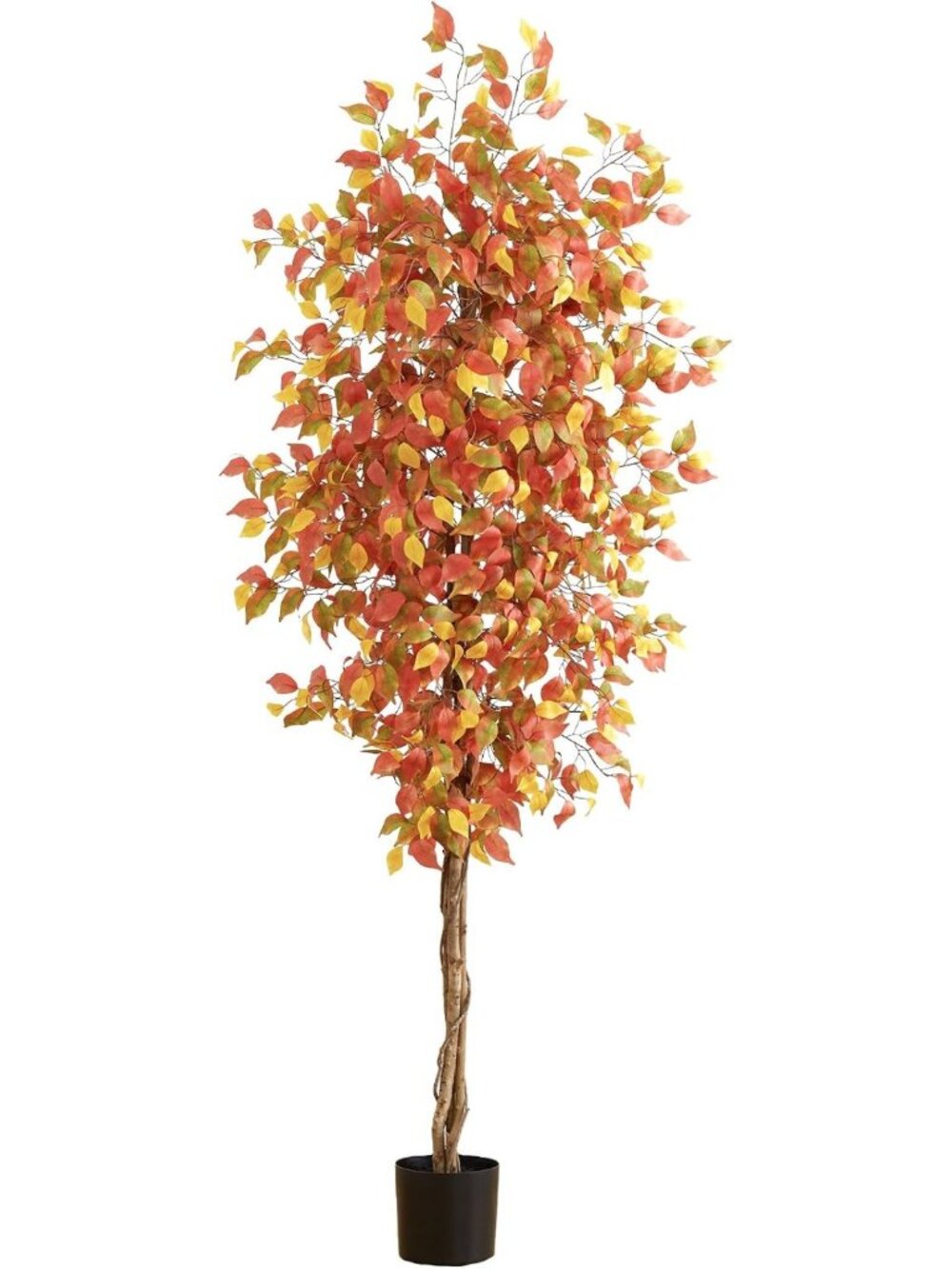 7ft Autumn Ficus Artificial Fall Tree - Lifelike Home Decor for Seasonal